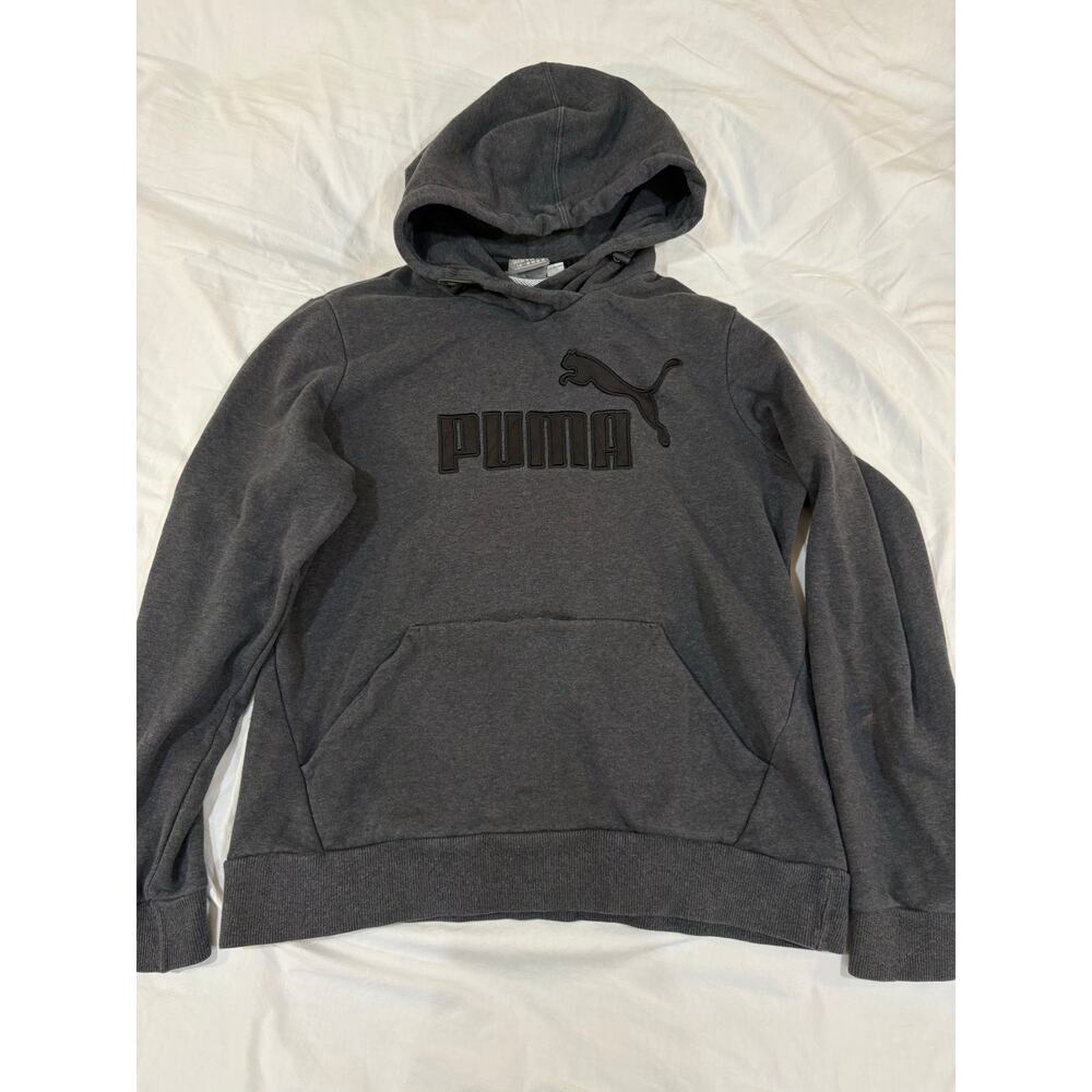 Puma Dark Gray and Black Pullover Hoodie Size Large